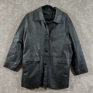 Centigrade Jacket Womens Large‎ Black Leather Zip Out Insulated Liner Button up